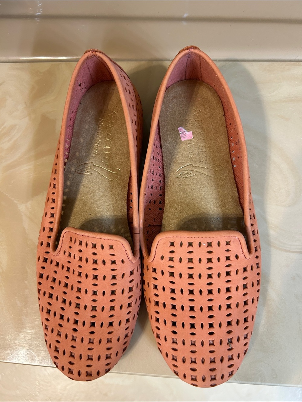 AEROSOLES Peach Perforated Slip-On Flats